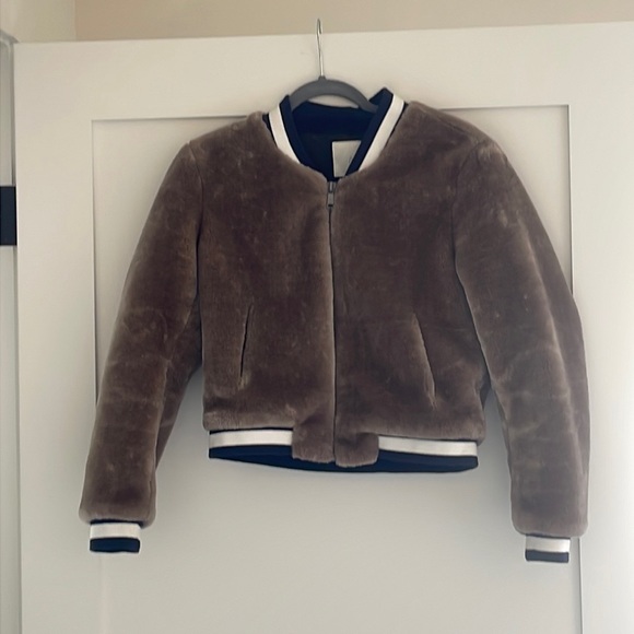 Joie Faux Fur Bomber Jacket XS - Picture 2 of 3
